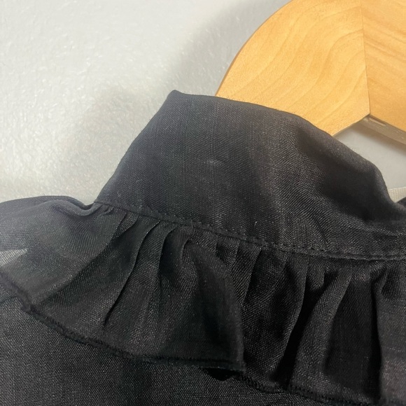 Lu•ciee Valerie Ramie Shirt black eco-friendly button collar blouse size small - Picture 11 of 11